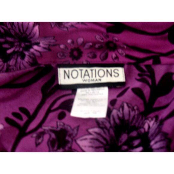 NOTATIONS PURPLE/BLACK FLORAL  BUTTON BLOUSE PLUS SIZE WITH ATTACHED CAMI 1X - Picture 11 of 11